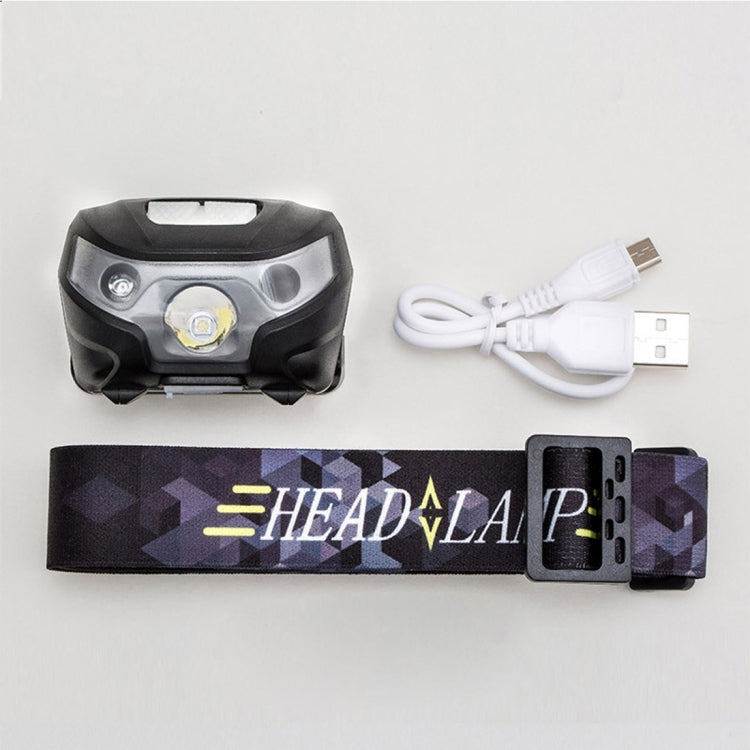 5W 4-Modes Waterproof White Light LED Head Lamp , 140LM Outdoor Mini USB Charging Body Motion Sensor with USB Cable for Running / Fishing