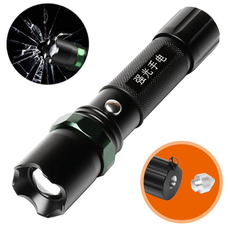 10W Aluminum Alloy Zoom LED Flashlight, Multi-function Light with Safety Hammer & 3-Modes