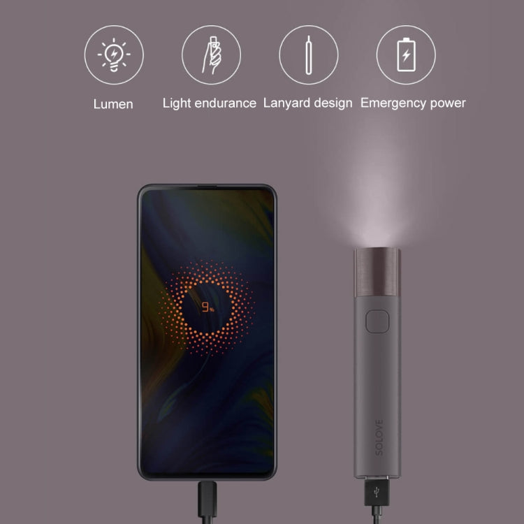 Original Xiaomi Youpin SOLOVE LED Flashlight 3000mAh USB Multi-function Portable Lighting(Black)