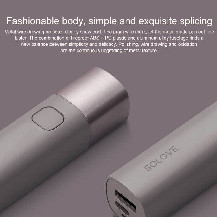 Original Xiaomi Youpin SOLOVE LED Flashlight 3000mAh USB Multi-function Portable Lighting(Purple)