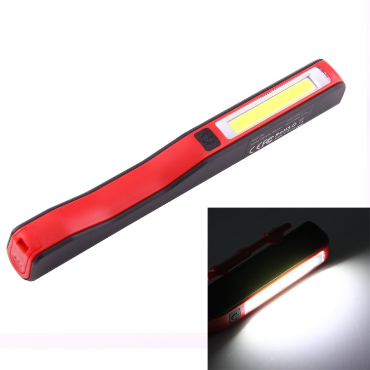 100LM High Brightness Pen Shape Work Light / Flashlight, White Light , COB LED 2-Modes with 90 Degree Rotatable Magnetic Pen Clip(Red)