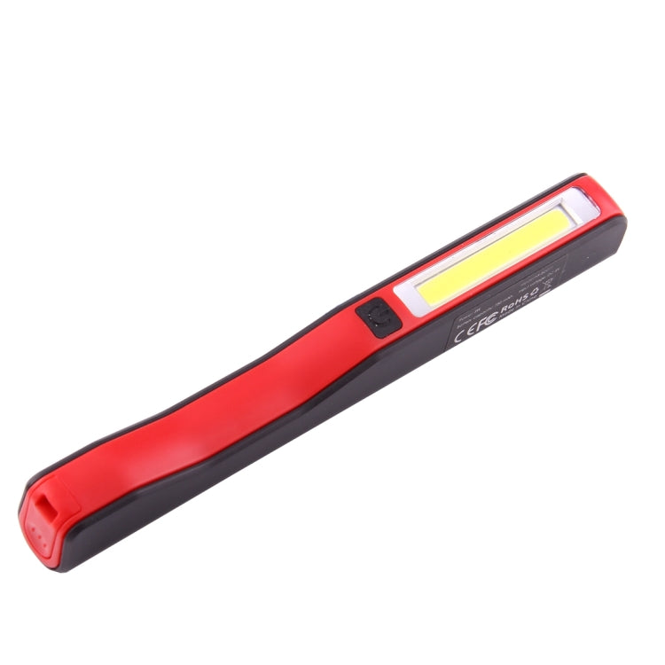 100LM High Brightness Pen Shape Work Light / Flashlight, White Light , COB LED 2-Modes with 90 Degree Rotatable Magnetic Pen Clip(Red)