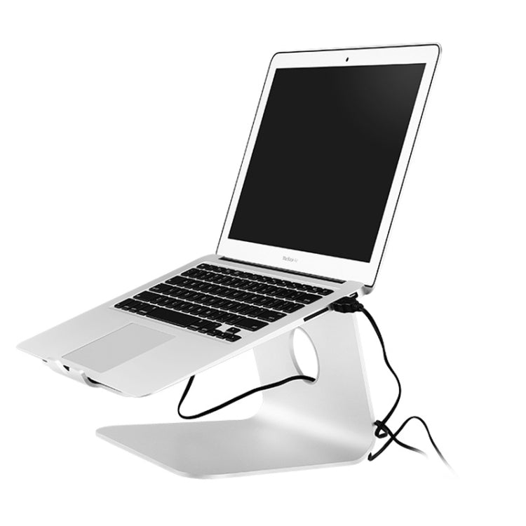 SOPI ZJ-001 Classic Style Aluminum Cooling Stand with Cool Fan for Laptop, Suitable for Mac Air, Mac Pro,  iPad, and Other Laptops (Silver)