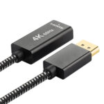 4K 60Hz DisplayPort Male to HDMI Female Adapter Cable (Silver+Black)