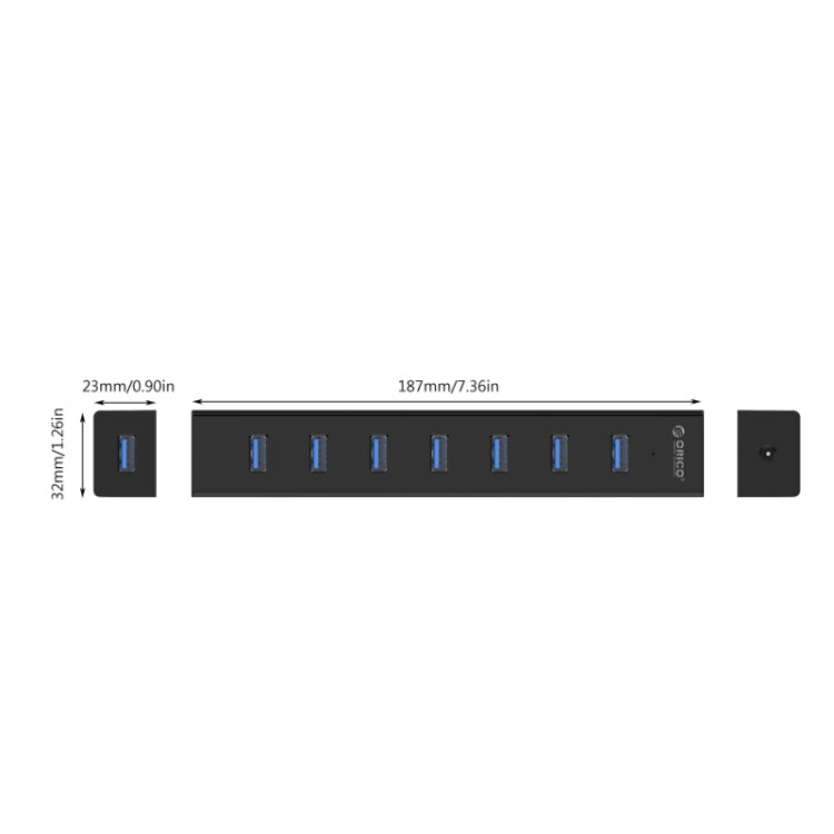 ORICO H7013-U3 ABS Material Desktop 7 Ports USB 3.0 HUB with 1m USB Cable(Black)