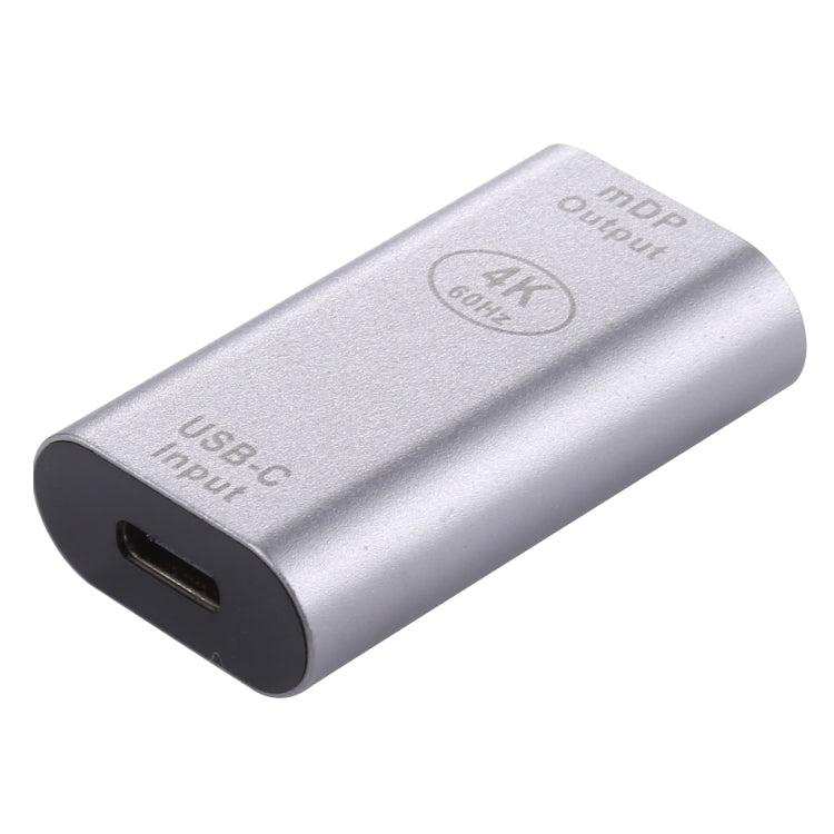 Type-C / USB-C Female to Mini DP Female Aluminium Alloy Adapter (Silver)