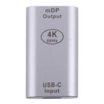 Type-C / USB-C Female to Mini DP Female Aluminium Alloy Adapter (Silver)