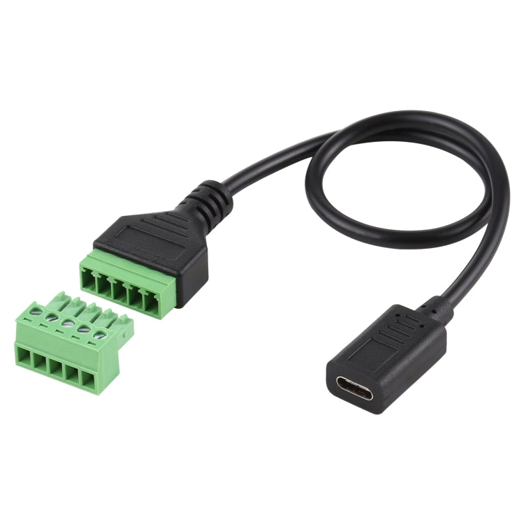 USB-C / Type-C Female to 5 Pin Pluggable Terminals Solder-free USB Connector Solderless Connection Adapter Cable, Length: 30cm