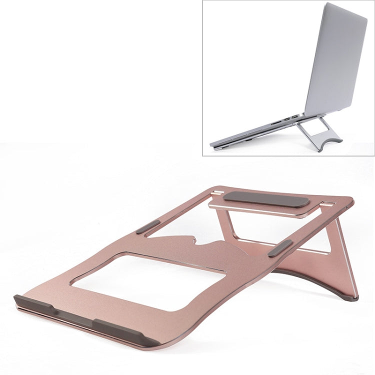 Aluminum Alloy Cooling Holder Desktop Portable Simple Laptop Bracket, Two-stage Support, Size: 21x26cm (Rose Gold)