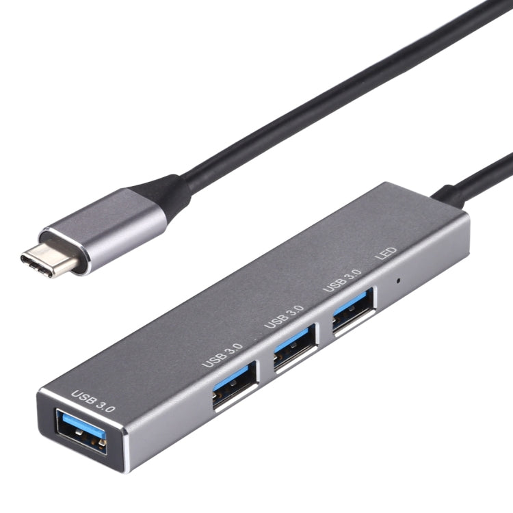 3019T 4 x USB 3.0 to USB-C / Type-C Aluminum Alloy HUB Adapter with LED Indicator