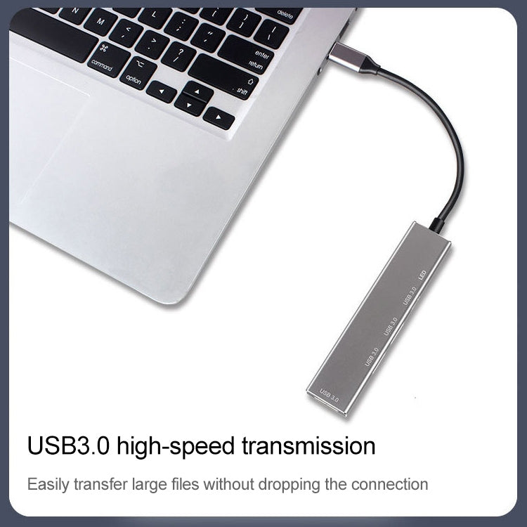 3019T 4 x USB 3.0 to USB-C / Type-C Aluminum Alloy HUB Adapter with LED Indicator