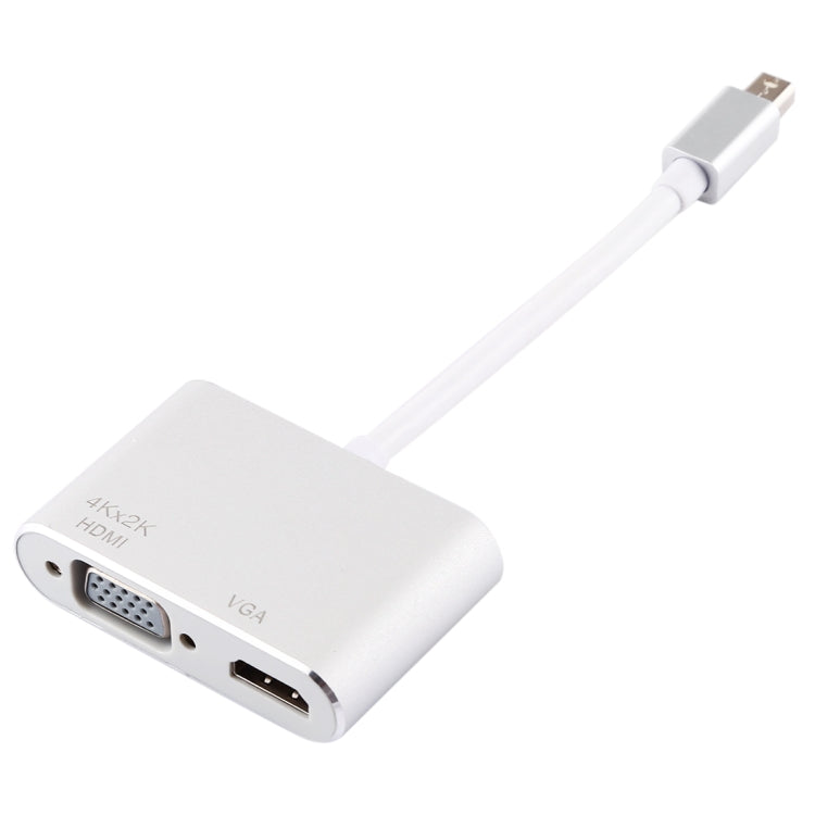 2 in 1 4Kx2K Mini DisplayPort to VGA & HDMI Adapter (Silver)