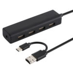 3 in 1 USB-C / Type-C + Micro USB + 4 x USB 2.0 Ports HUB Converter, Cable Length: 12cm(Black)