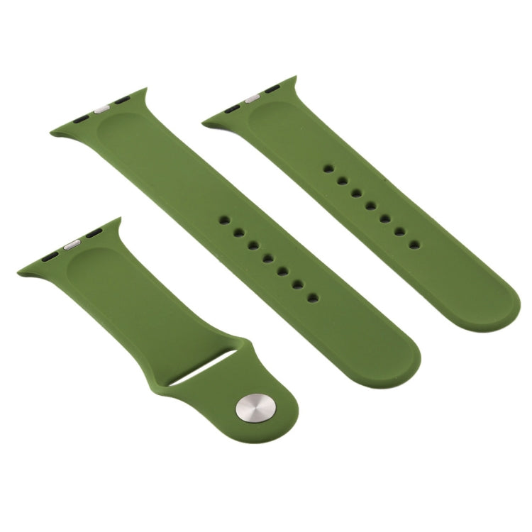 For Apple Watch Series 7 41mm / 6 & SE & 5 & 4 40mm / 3 & 2 & 1 38mm High-performance Ordinary & Longer Rubber Sport Watch Band with Pin-and-tuck Closure(Pinewood Green)