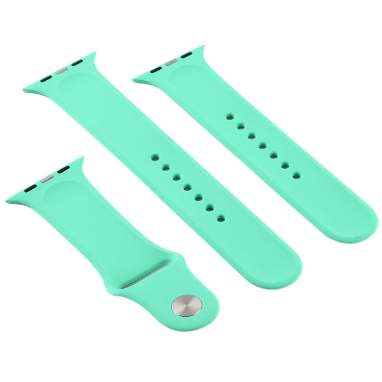 For Apple Watch Series 7 41mm / 6 & SE & 5 & 4 40mm / 3 & 2 & 1 38mm High-performance Ordinary & Longer Rubber Sport Watch Band with Pin-and-tuck Closure(Leave Fragrant Green)