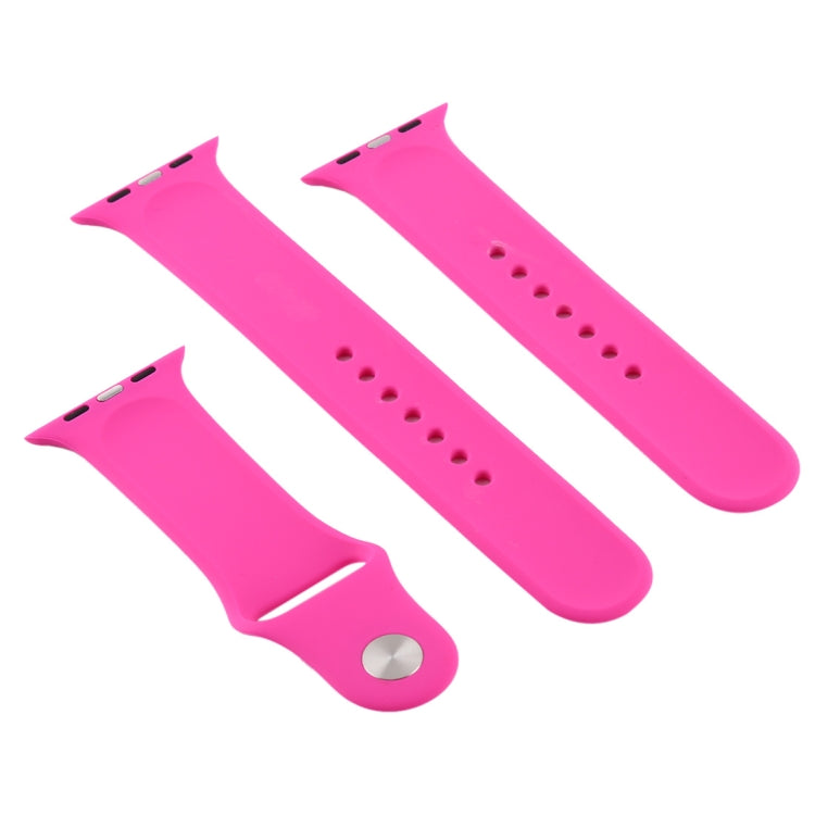 For Apple Watch Series 7 41mm / 6 & SE & 5 & 4 40mm / 3 & 2 & 1 38mm High-performance Ordinary & Longer Rubber Sport Watch Band with Pin-and-tuck Closure(Barbie Powder)