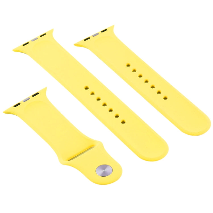 For Apple Watch Series 7 41mm / 6 & SE & 5 & 4 40mm / 3 & 2 & 1 38mm High-performance Ordinary & Longer Rubber Sport Watch Band with Pin-and-tuck Closure (Shiny Yellow)