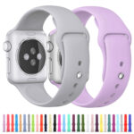 For Apple Watch Series 8&7 41mm / SE 2&6&SE&5&4 40mm / 3&2&1 38mm High-performance Ordinary & Longer Rubber Sport Watch Band with Pin-and-tuck Closure(Purple)