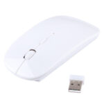 2.4GHz Wireless Ultra-thin Laser Optical Mouse with USB Mini Receiver, Plug and Play(White)