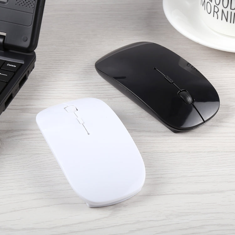 2.4GHz Wireless Ultra-thin Laser Optical Mouse with USB Mini Receiver, Plug and Play(White)