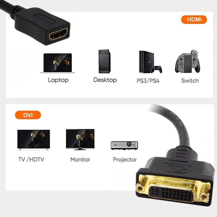 30cm HDMI Female to DVI 24+5 Pin Female Adapater Cable(Black)