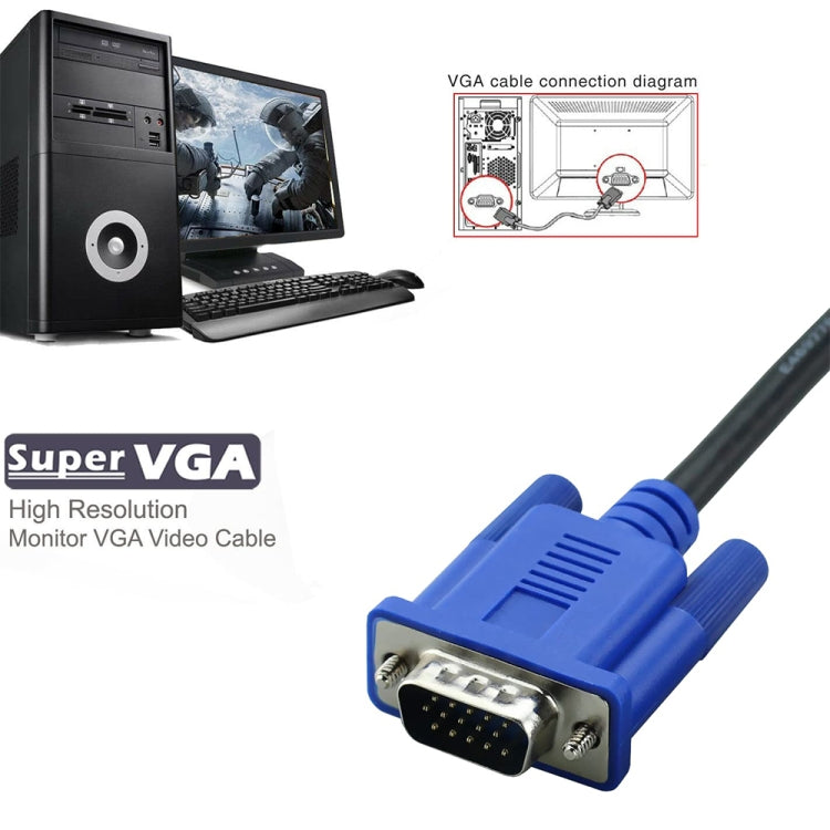 1.8m High Quality VGA 15Pin Male to VGA 15Pin Male Cable for LCD Monitor / Projector