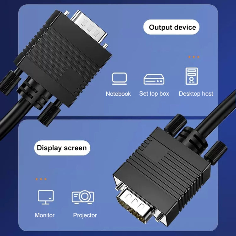 10m Good Quality VGA 15Pin Male to VGA 15Pin Male Cable for LCD Monitor, Projector, etc