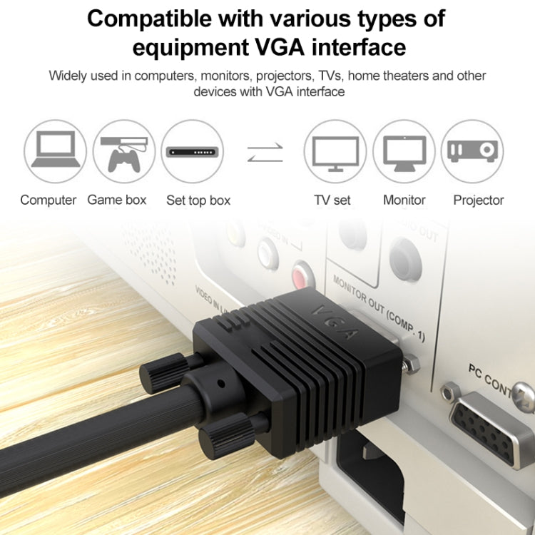 1.5m Normal Quality VGA 15Pin Male to VGA 15Pin Male Cable for CRT Monitor