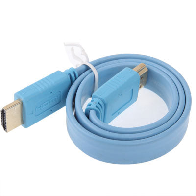 1.4 Version Gold Plated HDMI to HDMI 19Pin Flat Cable, Support Ethernet, 3D, 1080P, HD TV / Video / Audio etc, Length: 0.5m(Blue)