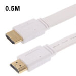 1.4 Version，Gold Plated HDMI to HDMI 19Pin Flat Cable, Support Ethernet, 3D, 1080P, HD TV / Video / Audio etc, Length: 0.5m  (White)