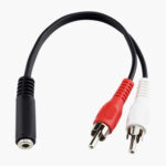 3.5mm female stereo jack to 2 male RCA plugs cable, Length: 38cm