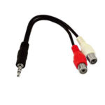 2 RCA Female to 3.5 MM Male Jack Audio Y Cable, Length: 20cm