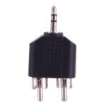 2 RCA Male to 3.5mm Male Jack Audio Y Adapter(Black)