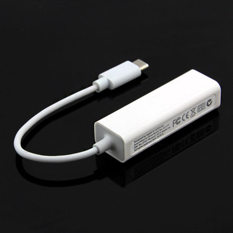 10cm USB-C / Type-C 3.1 Highspeed Ethernet Adapter, For MacBook 12 inch / Chromebook Pixel 2015, Length: 10cm(White)