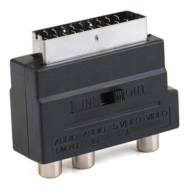 Scart Male to Female with Composite AV + S-Video Sockets(Black)