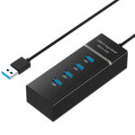 4 Ports USB 3.0 Hub Splitter with LED, Super Speed 5Gbps, BYL-P104(Black)