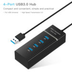 4 Ports USB 3.0 Hub Splitter with LED, Super Speed 5Gbps, BYL-P104(Black)