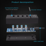 4 Ports USB 3.0 Hub Splitter with LED, Super Speed 5Gbps, BYL-P104(Black)