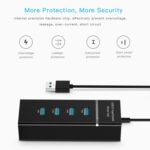 4 Ports USB 3.0 Hub Splitter with LED, Super Speed 5Gbps, BYL-P104(Black)