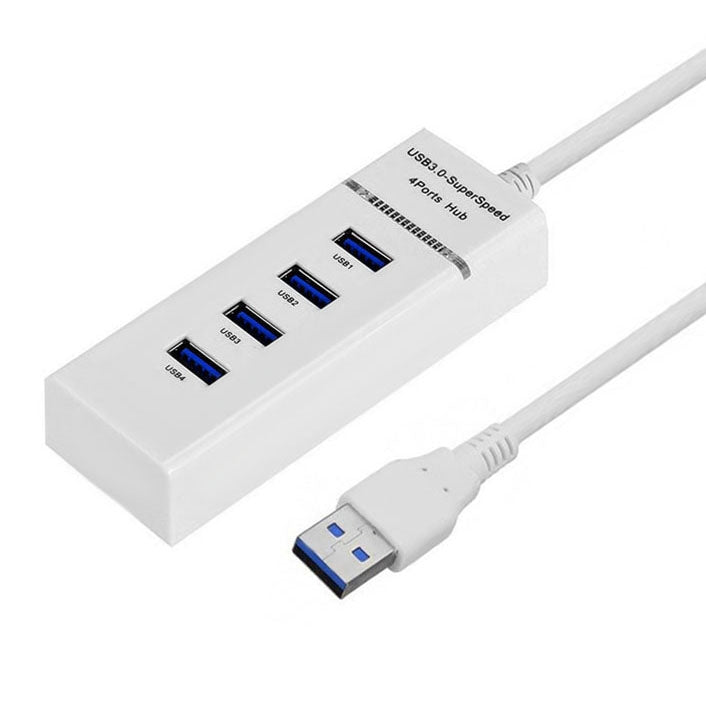 4 Ports USB 3.0 Hub Splitter with LED, Super Speed 5Gbps, BYL-P104(White)