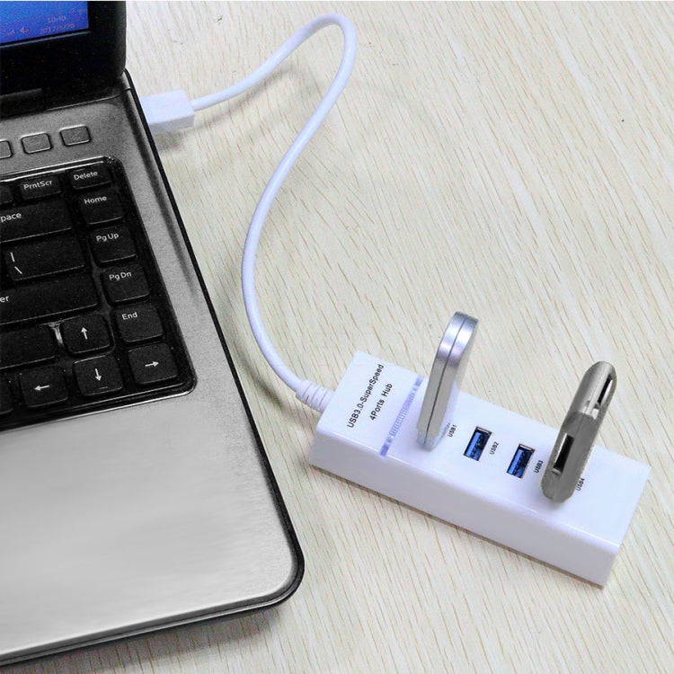 4 Ports USB 3.0 Hub Splitter with LED, Super Speed 5Gbps, BYL-P104(White)