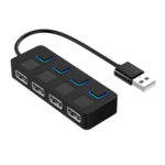 4 Ports USB 2.0 HUB with 4 Switch(Black)