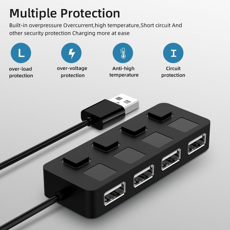 4 Ports USB 2.0 HUB with 4 Switch(Black)