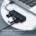 4 Ports USB 2.0 HUB with 4 Switch(Black)