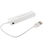 1 Port USB Network With 3 Port USB Hub To Female RJ45 Ethernet Lan Adapter Card(White)