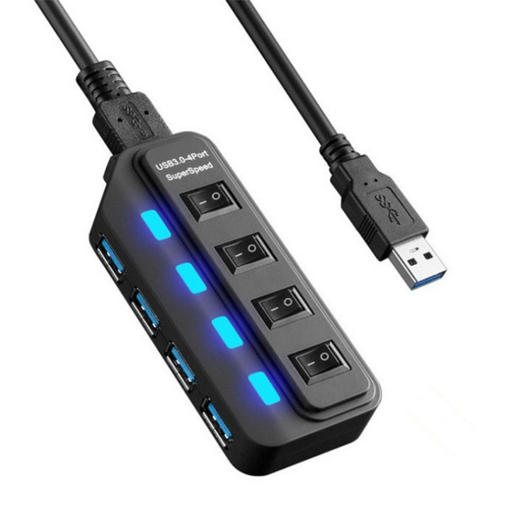 4 Ports USB 3.0 Hub with Individual Switches for each Data Transfer Ports(Black)