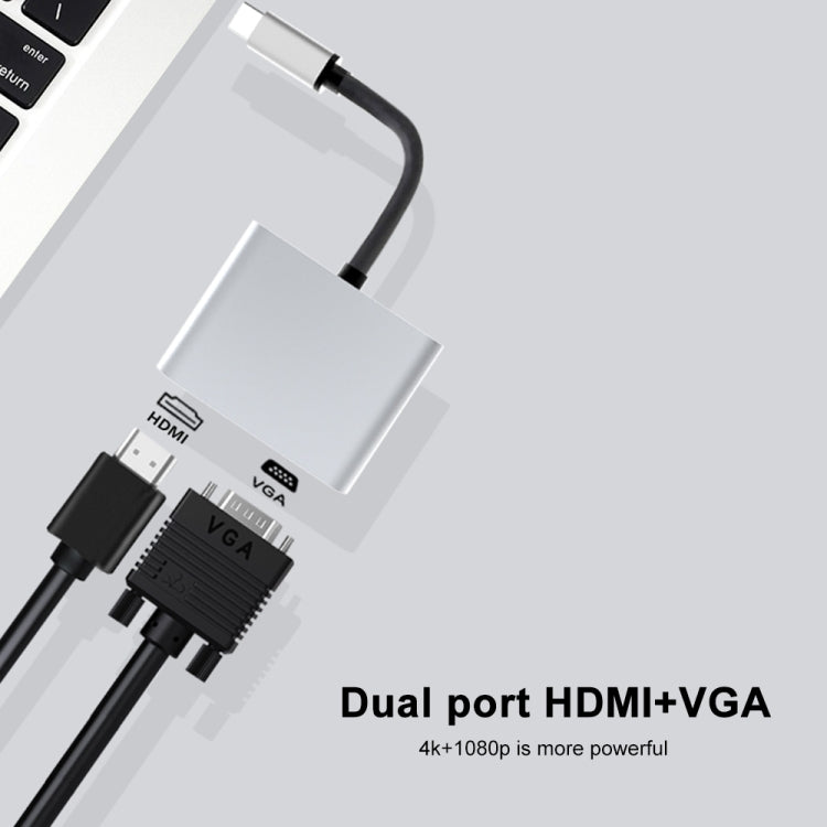 2 in 1 Multifunctional USB-C / Type-C to HDMI+VGA HUB Docking Station