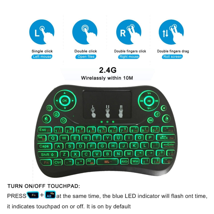 I8 Max 2.4GHz Mini Wireless Keyboard with Touchpad Rechargeable Fly Air Mouse Smart Game 7-color Backlit