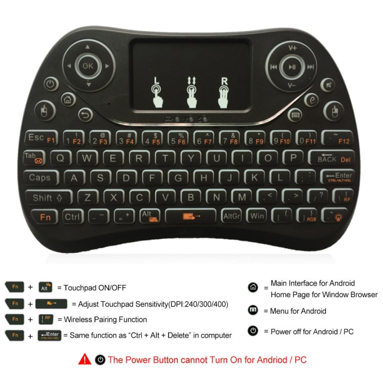 I8 Max 2.4GHz Mini Wireless Keyboard with Touchpad Rechargeable Fly Air Mouse Smart Game 7-color Backlit