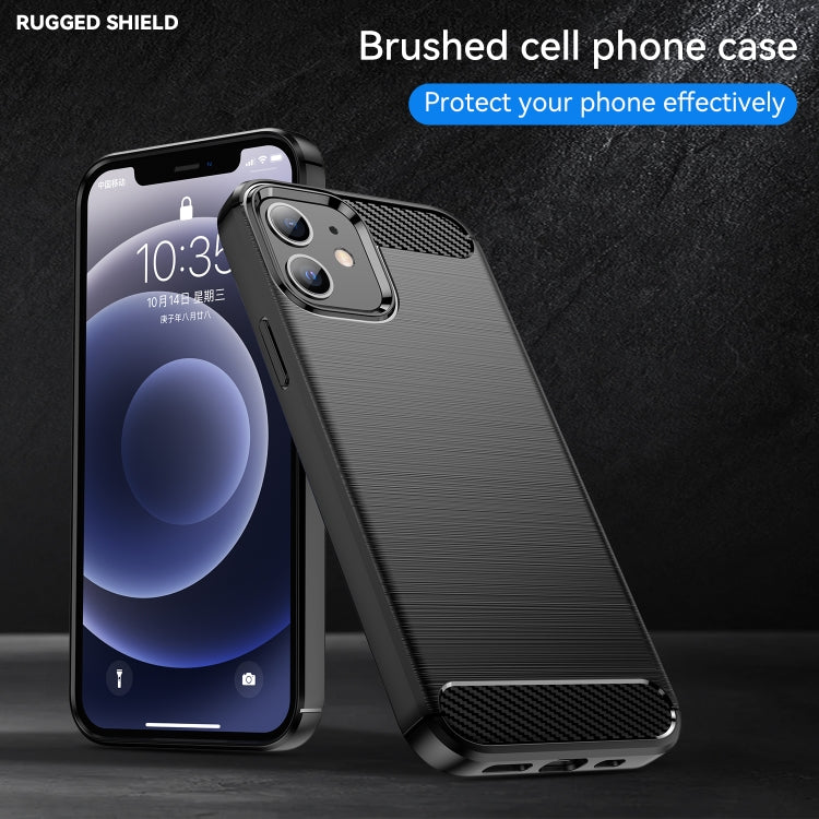 For iPhone 12 / 12 Pro Brushed Texture Carbon Fiber TPU Case (Black)